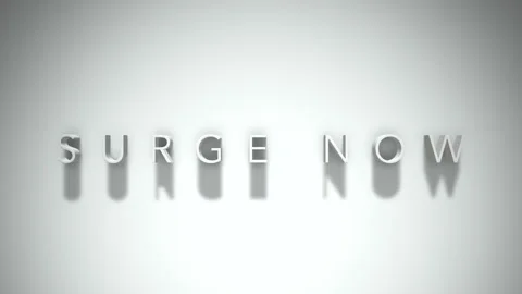 Surge now 3D title animation with shadows on a white background Stock Footage 297569218