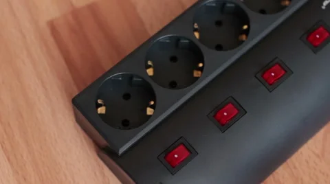 Surge protector. Switch on/off. Stock Footage 55710645