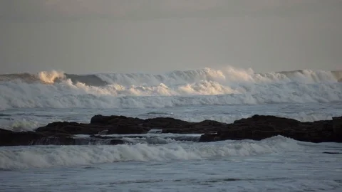 Surge of waves close to sunset at beautiful beach in South Africa Stock Footage 111274344