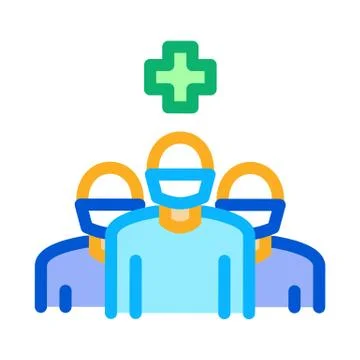 Surgeon and nurses icon vector outline illustration Stock Illustration