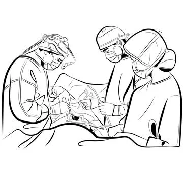 Surgeon Doctors doing surgery Stock Illustration