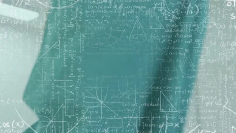 Surgeon leaning as math overlay appears, adjusting gloved hand to operate under Stock Footage 334883949