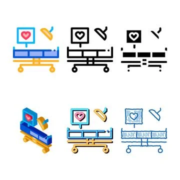 Surgeon medical table icon vector outline variants Stock Illustration