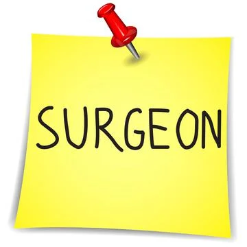 Surgeon on a Note Paper with pin on white Stock Illustration
