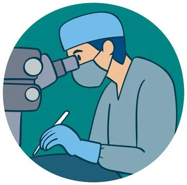 Surgeon Performing Microsurgery in Operating Room Stock Illustration