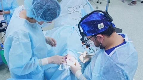 The surgeon performs a surgical operation Stock Footage 150884420