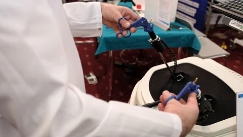 The surgeon trains on the simulator Stock Footage 89567504