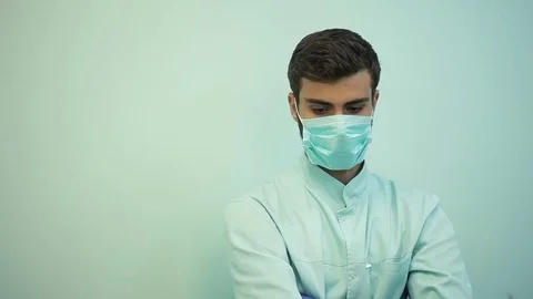 Surgeon in uniform close-up ready to step Stock Footage 79013923