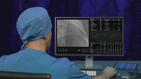 Surgeon Using Computer  Video stock 200726839
