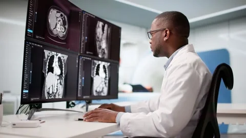 Surgeon Using Desktop Computer Stock Footage 319347898