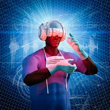 Surgeon using virtual reality helmet Stock Illustration