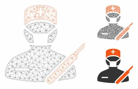 Surgeon Vector Mesh Carcass Model and Triangle Mosaic Icon Stock Illustration