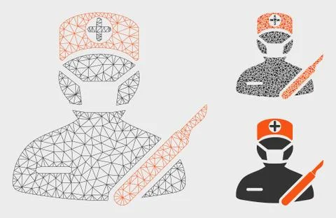 Surgeon Vector Mesh Network Model and Triangle Mosaic Icon Stock Illustration