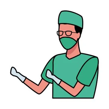 Surgeon worker using face mask for covid 19 イラスト素材