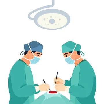 Surgeons during surgery Stock Illustration