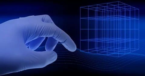 Surgeons glove interacting in new tech 3D environment Stock-Footage 106137354