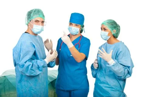 Surgeons having conversation Stock Photos
