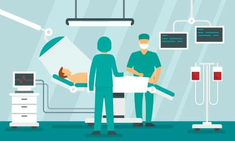 Surgeons operating concept background, flat style Stock Illustration