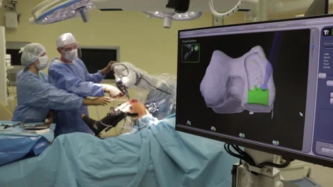 Surgeons perform the operation with a modern robot. Video stock 164144978