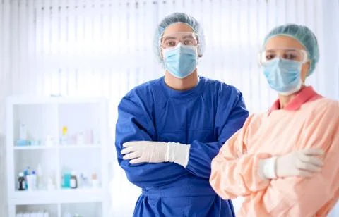 Surgeons standing in a uniform Stock Photos