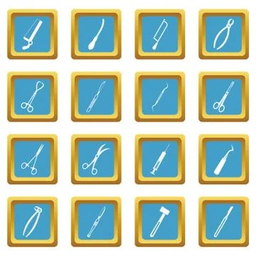 Surgeons tools icons azure Stock Illustration