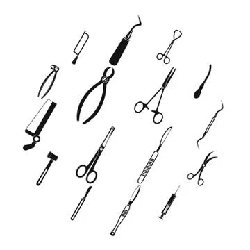 Surgeons tools icons set, simple style Stock Illustration
