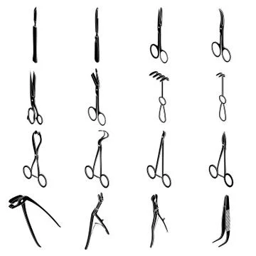 Surgeons tools icons set, simple style Stock Illustration