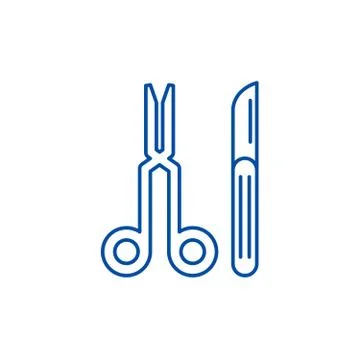 Surgeons tools line icon concept. Surgeons tools flat vector symbol, sign Stock Illustration