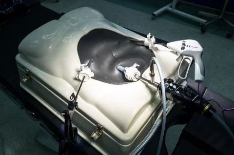 Surgery arthroscope, arthroscopy camera and probe in new and modern operating Stock Photos
