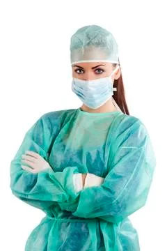 Surgery assistant with mask Foto stock