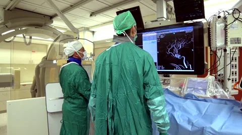 Surgery Brain angiography Stock Footage