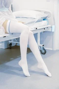 Surgery compression stockings. Empty interior operating room and modern Stock Photos
