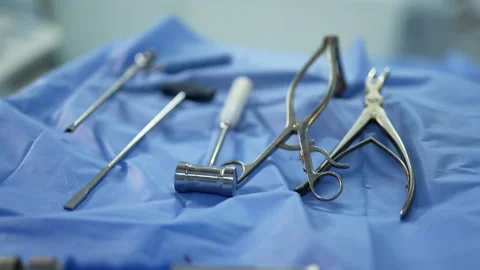 Surgery devices close up view. Professional medical equipment. Stock Footage 187139135