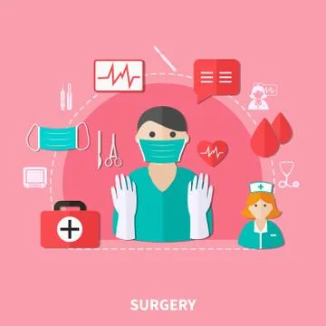 Surgery Flat Composition Illustration