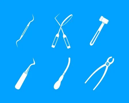 Surgery instrument icon blue set vector Illustrazione stock