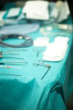 Surgery instrumentation table Stock Photos