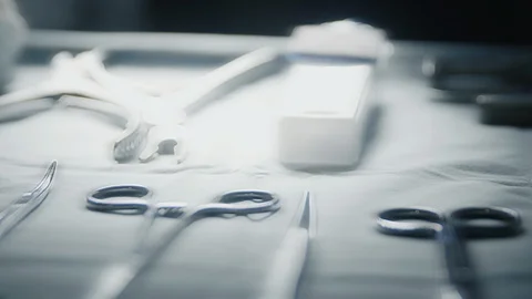 Surgery Instruments Close Up Move Right Stock Footage 96225088