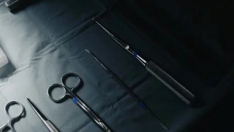 Surgery Instruments Overhead Close Up Move Left 스톡 동영상 96225110
