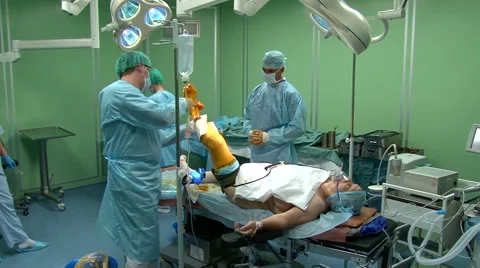Surgery on the leg. Stock Footage 68143487