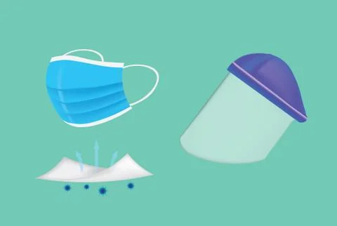 Surgery mask and face shield set Illustrazione stock