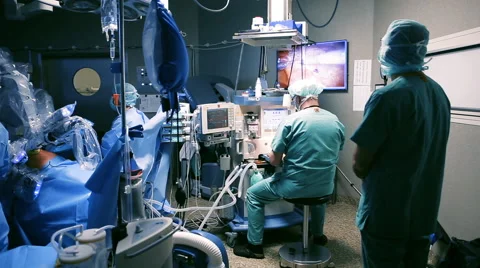 Surgery in the operating robotic technology Stock Footage 64552531