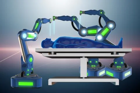 Surgery performed by robotic arm Stock Illustration