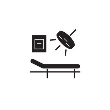 Surgery room black vector concept icon. Surgery room flat illustration, sign Stock Illustration