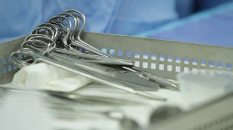Surgery Surgeon Scissors Tools CU - anywhere Stock Footage 47601248