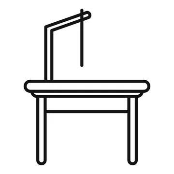 Surgery table with lamp being prepared for operation in line icon style Stock Illustration