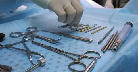In surgery, there is an instrument for the operation on the table. The Stock Footage 238862695