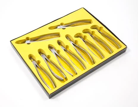 Surgery tool set in the box Stock Photos