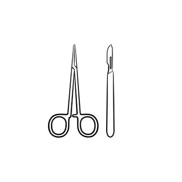 Surgery tools hand drawn outline doodle icon. Stock Illustration