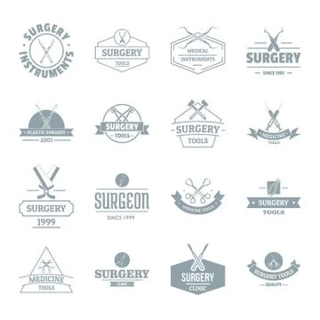 Surgery tools logo icons set, simple style Stock Illustration