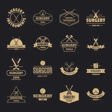 Surgery tools logo icons set, simple style Stock Illustration